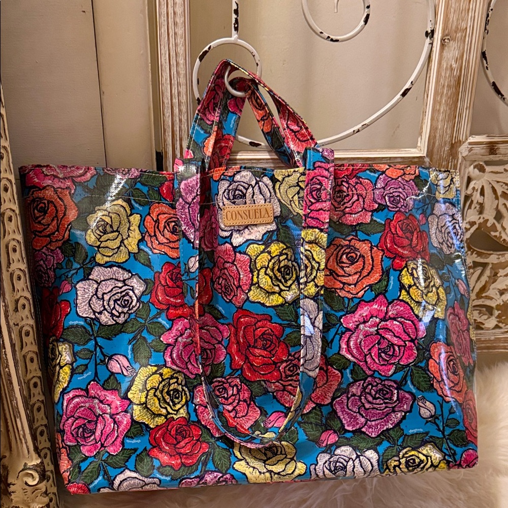 Consuela Vibrant Rose Pattern Tote - Picture 2 of 11